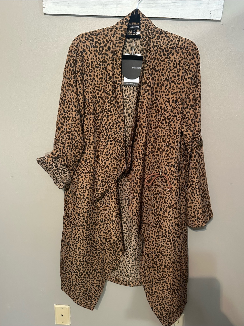 Leopard Print Open Front Duster Coatigan - Brown/Black